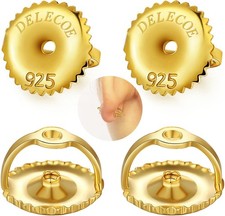 14K White Gold Plated Secure Screw Earring Backs Replacement for Diamond Earring