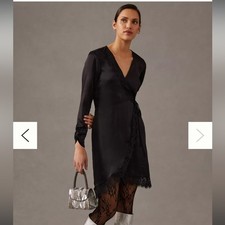 NWT Lace Trimmed Wrap Dress anthropologie. Size XS. Black