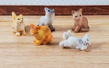 5 Dollhouse Cats Orange Gray Brown Kittens 1:12 Scale Miniature Pets Animals