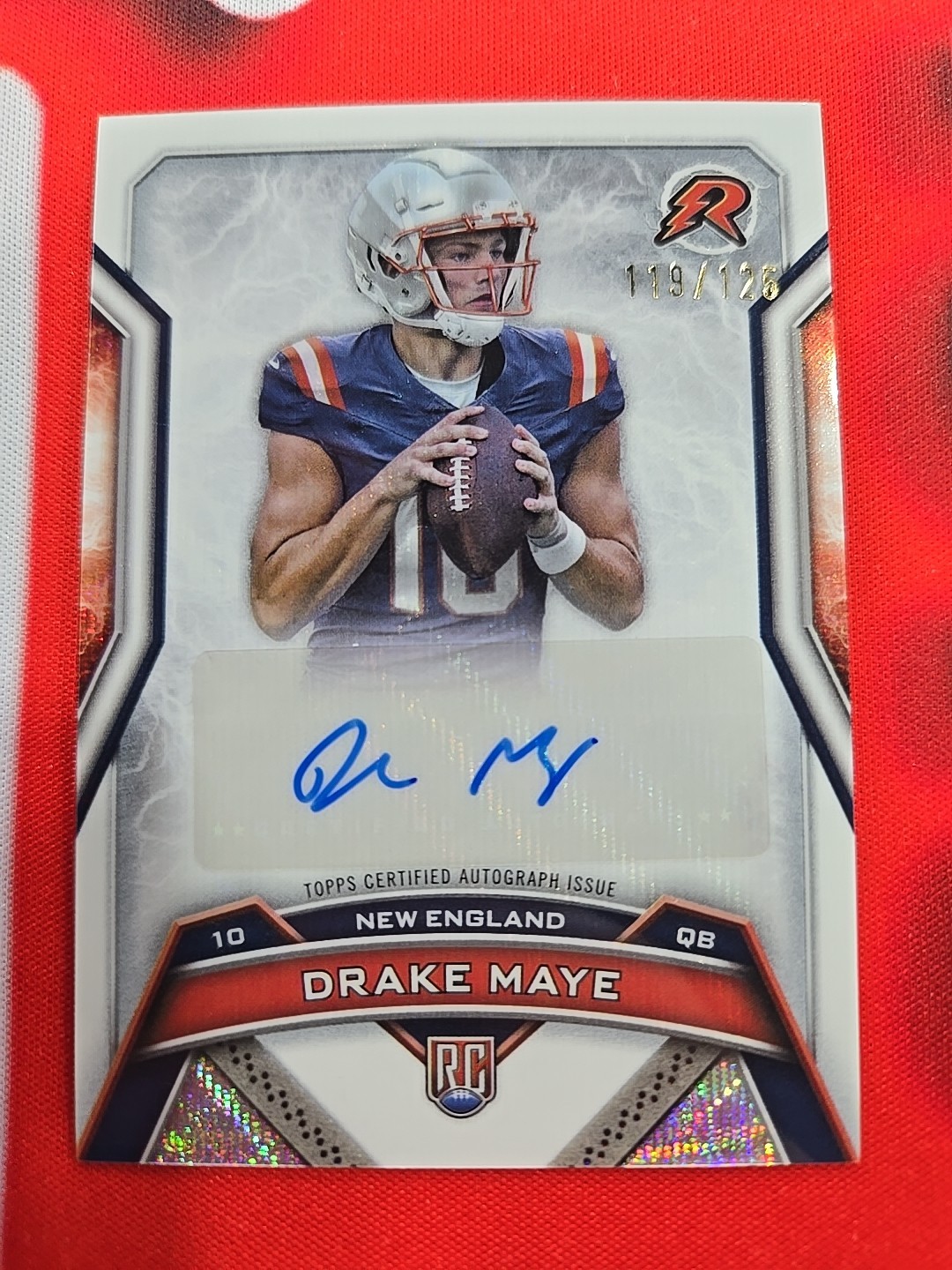 2024 Topps Resurgence Drake Maye Rookie Signature White Surge RC Auto /125