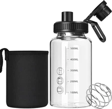 Glass Shaker Bottle,22Oz Bpa-Free Odorless Shaker Bottle with 304 Stainless Stee