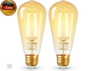 DiCUNO Edison Vintage Glühbirne, E27 LED Klasse B 2,5W ersetzt 40W, 480lm, 
