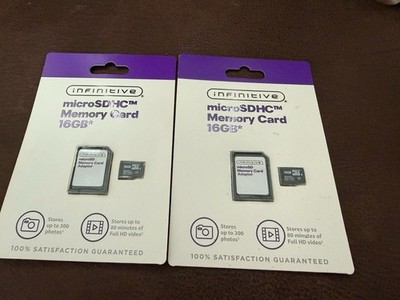 Lot Of 2 Inifinitive 16 GB Micro SDHC Memory Card With Adaptor