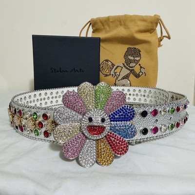 STOLEN ARTS MULTICOLOR KAMI FUR WHITE BELT SPINNING BUCKLE SIZE 34