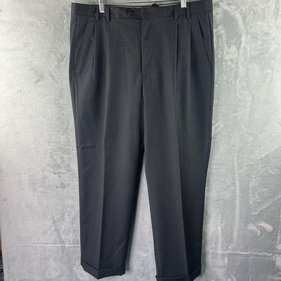 Zanella Craig Papillon Mens Wool Dress Pants Gray Pleated Cuffed Size 36x29 USA*