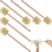 Gejoy 6 Pcs Natural Wood Dish Scrub Brush with Long Beechwood Handle Bristles...