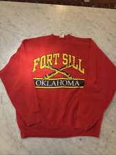 VTG Fort Still Oklahoma Red Crewneck Pullover Sweatshirt Men's Size XL USA Made