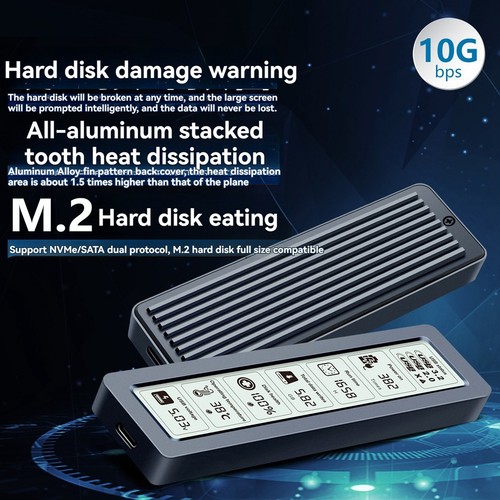 M. 2 NVME/NGFF SATA SSD-Gehäuse mit Anzeigebildschirm Intelligente Digitale5512 - Bild 3 von 10