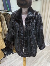 Dark Female Mink Fur Coat – Textured Panels & Luxurious Elegance (Size M)