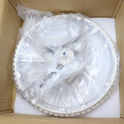 Wood Bead Light Semi-Flush Mount White 3-Light 3.4'' 06FDL0009AWT