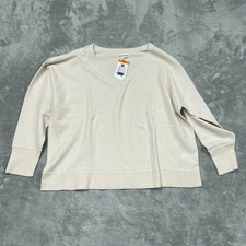 Lucky Brand Neutral V-Neck Sweater XXL 3/4 Sleeve Lightweight Top d0121