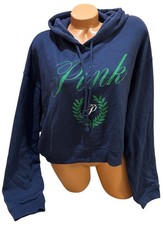 Victoria  s Secret PINK Pullover Cropped Hoodie Crescent Logo Size XXL