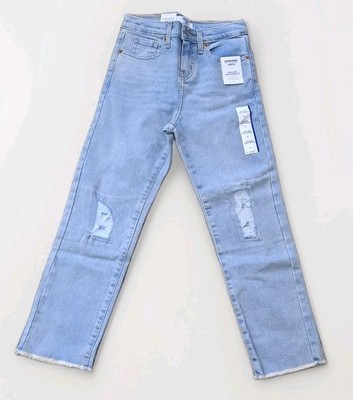 NEW Denizen From Levi's Girl's High Rise Ankle Straight Distressed Jeans Size 10