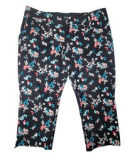 Lane Bryant Size 18 The Allie Capri Jeans Stretch Cotton Blend Black Floral