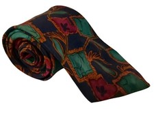 Vintage Men's Tie Navy Blue Floral Pattern Classic Width 58in Silk 3.5" Wide