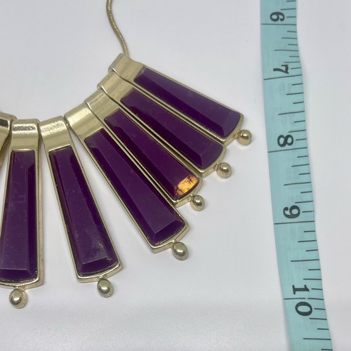 Vintage Egyptian Revival Deep Purple Bevelled Lucite Art Deco Bib Style Necklace - Picture 12 of 12