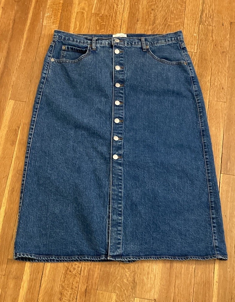 Universal Thread Denim Midi A-Line Button Front S… - image 3