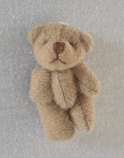 Miniature Dollhouse soft plush felt Tiny Brown Teddy Bear Jointed 1.5 inches