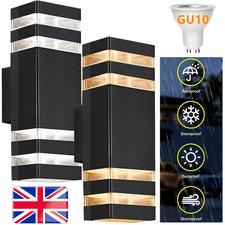 1/2x Modern Outdoor Wall Light Up Down IP65 Waterproof LED Powered 2x GU10 Bulbs