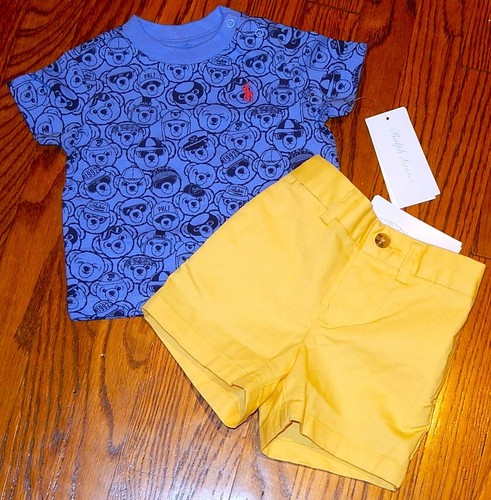 POLO RALPH LAUREN AUTHENTIC BABY BOYS ORIGINAL NEW 2Pc SHORTS SET Size 3M, NWT - Picture 2 of 8