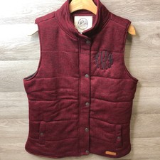 Marley Lilly Womens Size Large Monogrammed Kra Quilted Red Heather Vest Nwot