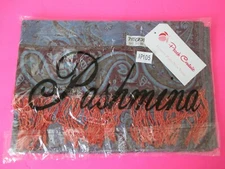 PEACH COUTURE ELEGANT SHAWL WRAP PASHMINA SCARF NEW IN WRAPPER BLUE/BROWN