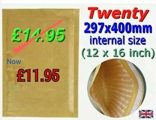 20 Large Padded Envelopes 297 x 400mm 12x16in Internal, EP9 J6 C3 SS9 A3 Bubble