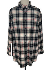 Roundtree  Yorke Portuguese Flannel Shirt Tall Man 2XB Black White Plaid NEW
