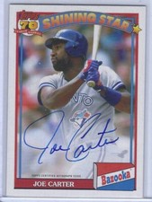 JOE CARTER 2021 TOPPS ARCHIVES 1991 BAZOOKA SHINING STARS ON CAR AUTO #91BZA-JCA