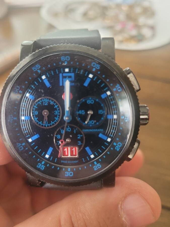 Michele Black Blue Chronograph MW01K00E0950 Men's Black