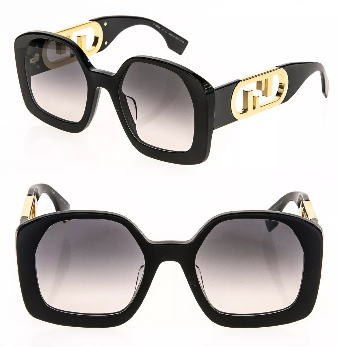 Black FF-print D-frame acetate sunglases, Fendi