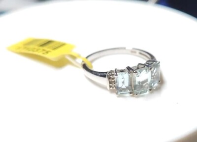 Ring Size 9 Light Blue Stone On SS 925 NWT