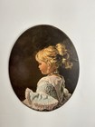 VINTAGE OVAL PRINT OF BLOND GIRL IN PARTY DRESS — photo 1