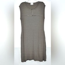 Masai Jersey Black Beige Shift Dress Minimalist Lagenlook Capsule Wardrobe Sz M