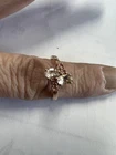 Vintage Sterling 925 Silver Rose Color Ring W/2 Clear Stones And 4 Pink Size 8