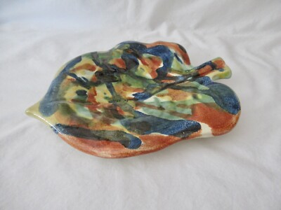 Vintage Capelo Pottery Studios GTO Guanajuato Mexico~Abstract Leaf Plate, Dish