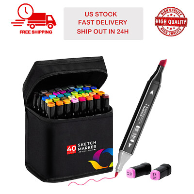 40 Colors Alcohol Art Markers Dual Tip Sketch Markers for Kids Adult Marker Set