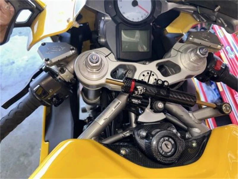 Amortiguador de dirección estabilizador de 10 pulgadas negro/plateado para Suzuki GSXR750 1986-2024 Foto 3 de 4