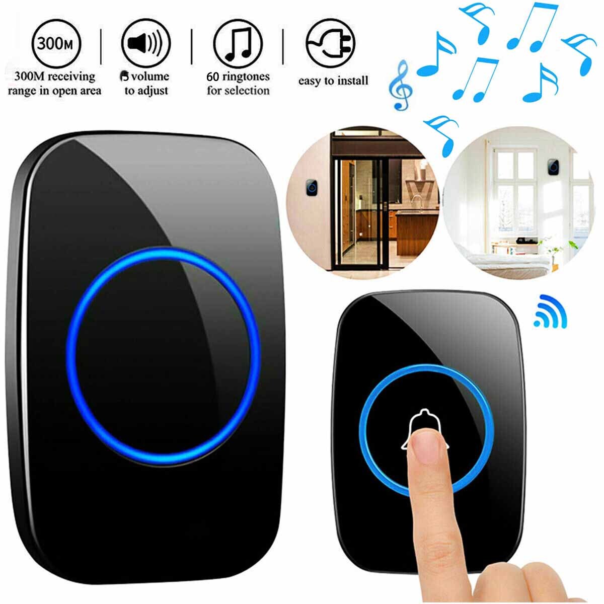 Wireless Doorbell,60 Ringtones 5 Volume Levels, Waterproof Doorbell Kit for Home-image