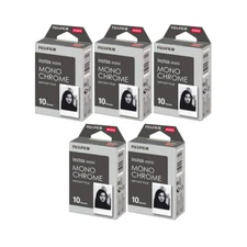 Fujifilm Instax Mini Monochrome Film 10 Exposures Credit Card Sized 5 Pack