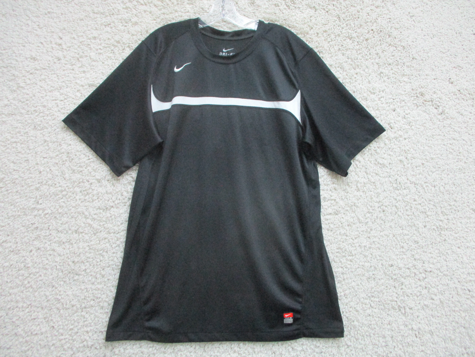 Nike Shirt Extra Large Adult Black Athletic Dri Fit Stretch Swoosh Logo Mens XL