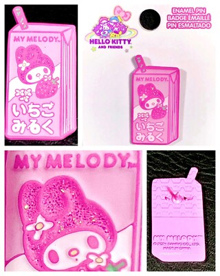 My Melody GLITTER Strawberry Milk Box Enamel Pin Loungefly