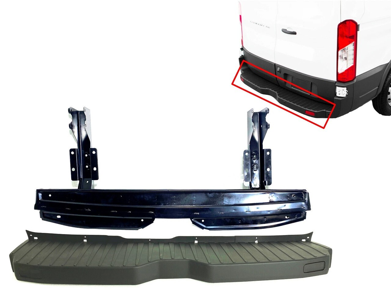 New Fits 2015-2024 Ford Transit Rear Bumper Cover W Cross Member Face Bar PICKUP