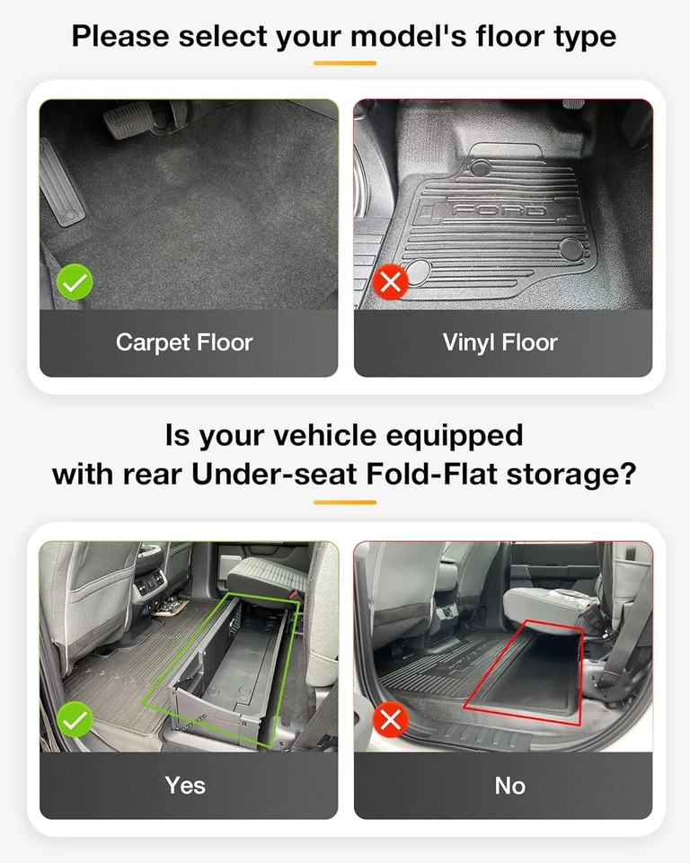 3W Floor Mats For Ford F250 F350 F450 Super Duty 2017-2025 CrewCab with Storage - Image 3 of 4