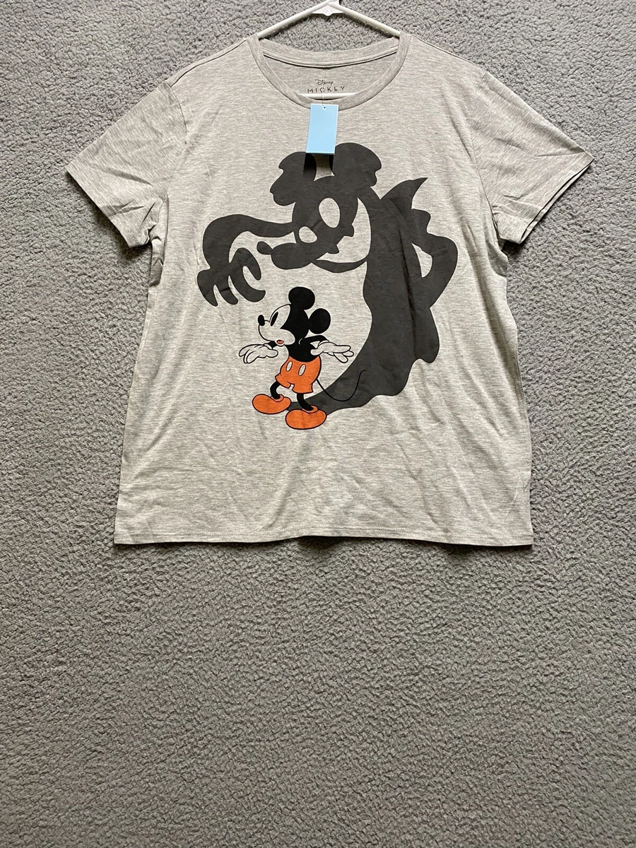 Disney Womens White XXL Mickey Mouse Shadow Ghost T Shirt Top