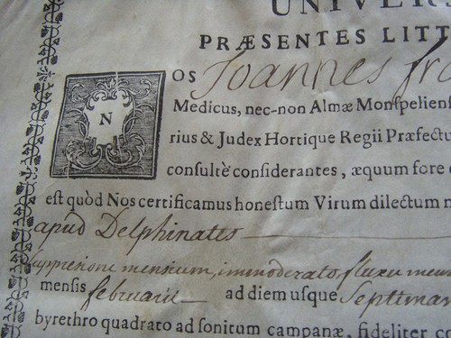 DIPLOME DE MAITRE DE CONFERENCE FACULTE DE MEDECINE DE MONTPELLIER 1767 (2) - Picture 2 of 3