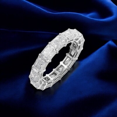 Verlobungs-Diamantband mit strahlendem Schliff 4 kt Laborgefertigt 18 K Weißg...