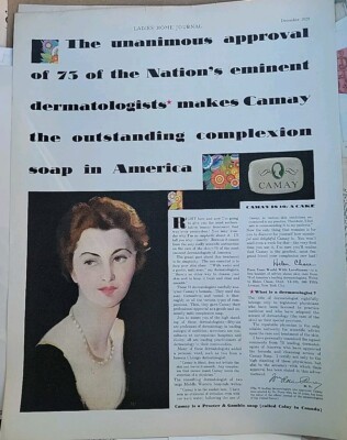 1929 Camay Soap Unanimous approval 75 of nations dermatologists vintage ad