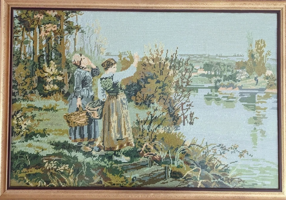 Imagen con aguja enmarcada basada en la famosa pintura de Daniel Ridgway Knight Foto 4 de 4