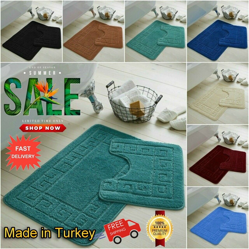 JUEGO DE ALFOMBRAS DE BAÑO ESTILO GRIEGO JACQUARD 2 PIEZAS